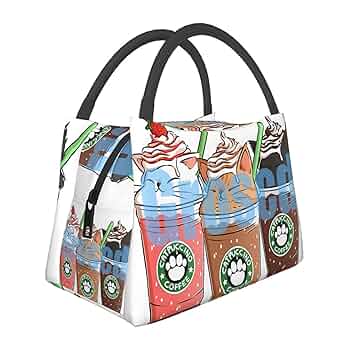 Amazon｜RFSHOP ねこ スタバ ランチバッグ 大容量 保温保冷 弁当